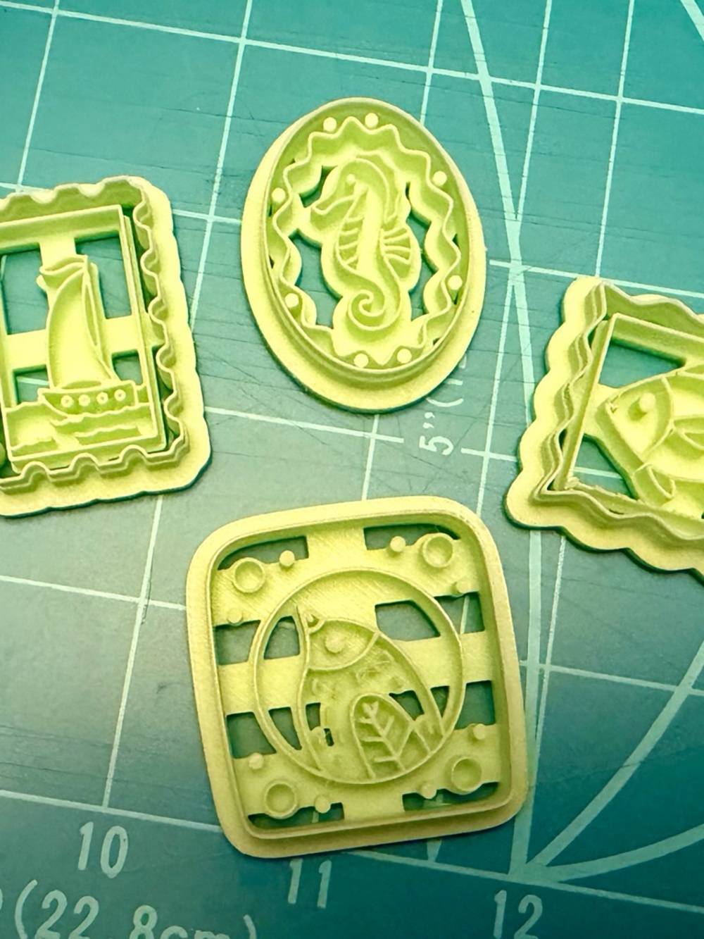 Summer time Sea Themed polymer clay Cutter set- Light Lime Green